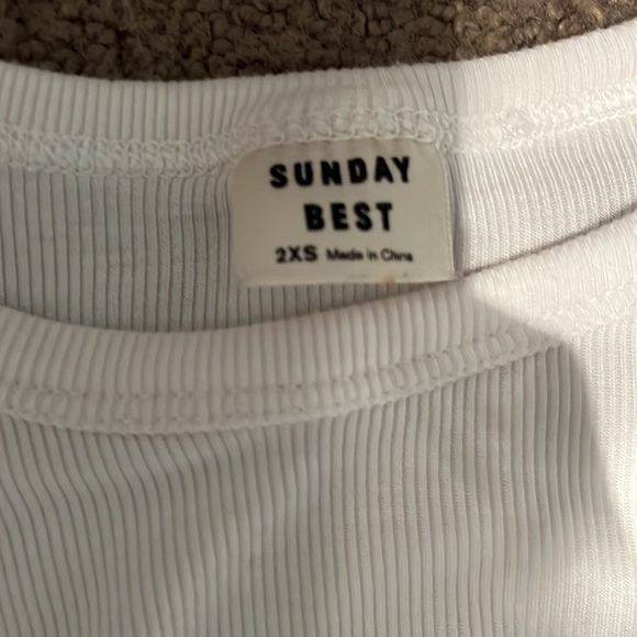 Sunday best “Little Ribbed Tshirt.” In white. Size 2XS. - Picture 3 of 3